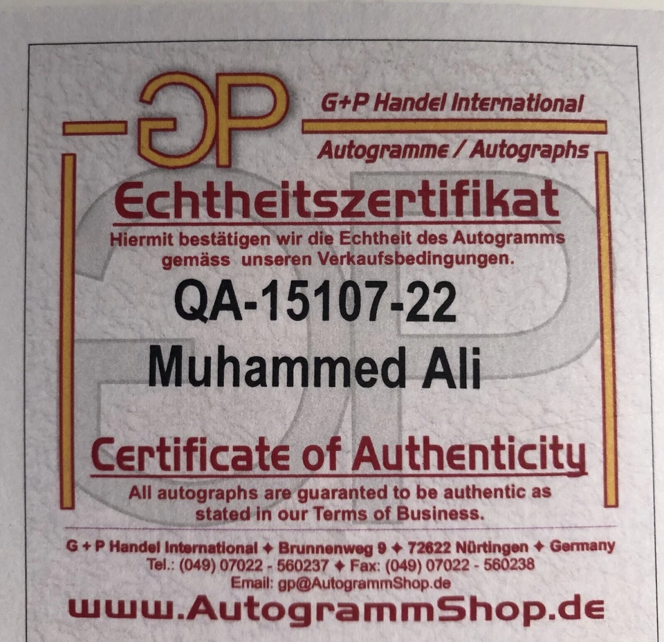 Original Autogramm Muhammad Ali mit COA - Bild 2 von 3