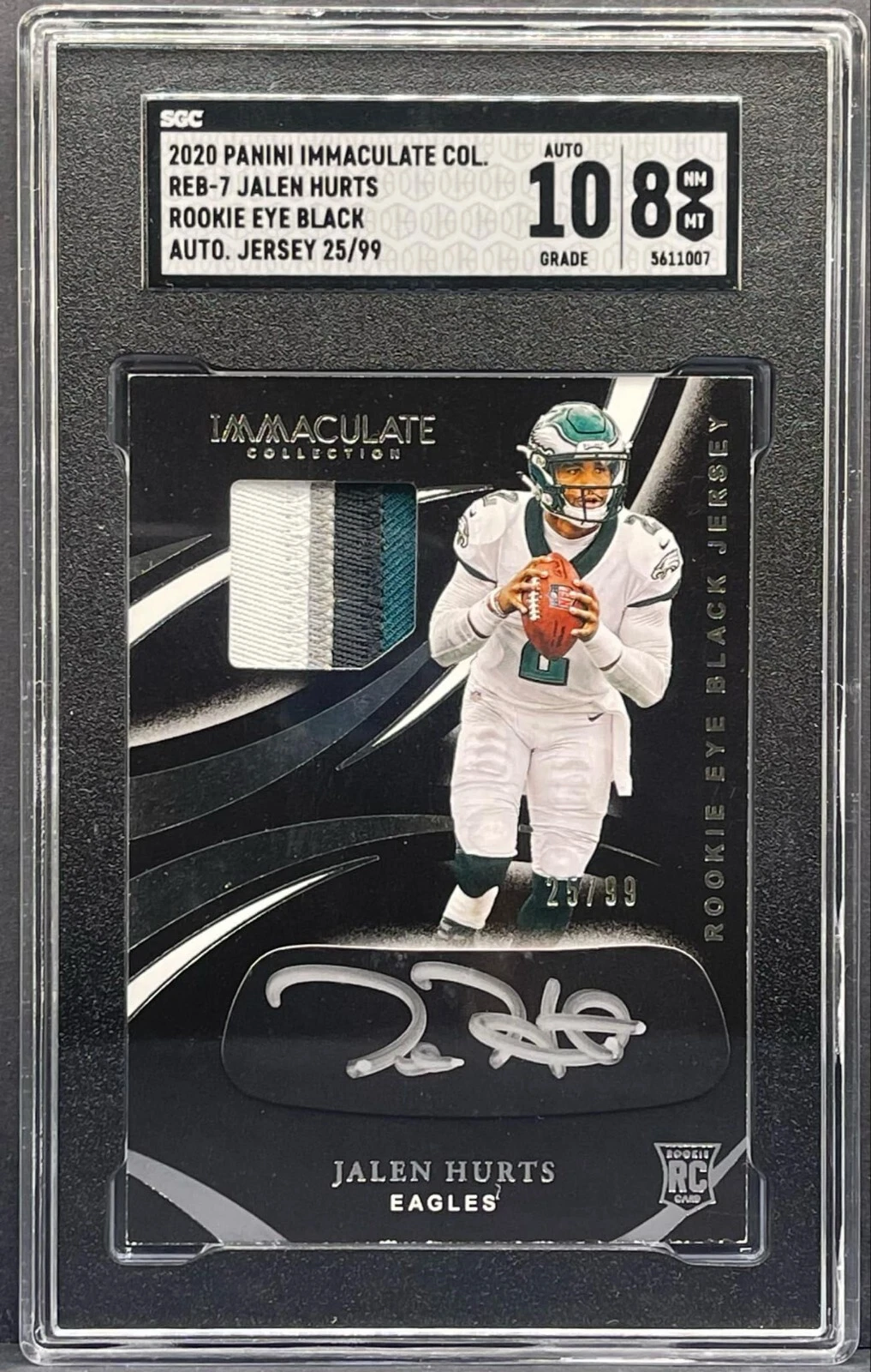 Jalen Hurts Panini Immaculate Collection Rookie Eye Black Jersey Autographs #REB7 Base