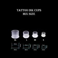 100/300/500/1000pcs Tattoo Ink Cups Flat Bottom Base Size: S/M/L/XL/Mix