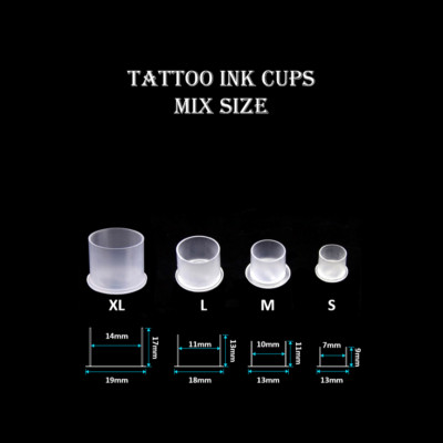 100/300/500/1000pcs Tattoo Ink Cups Flat Bottom Base Size: S/M/L/XL/Mix