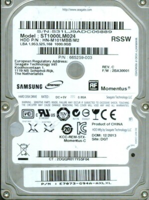 Samsung サムソン ST1000LM024（2.5インチ HDD 1TB） ST1000LM024, HN-M101MBB/M2, 2BA30001, SAMSUNG SATA 1TB | eBay