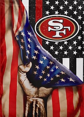 (2) San Francisco 49ers US Flag Design Waterproof Vinyl Stickers 5x3.5 Decals
