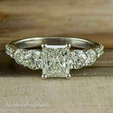Radiant Cut 2.25CT Lab-Created Diamond 14K White Gold FN Engagement Wedding Ring