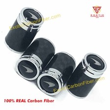Mclaren Silver Logo Only On Black Carbon Fiber Tire Valve Caps- Perfect Gift