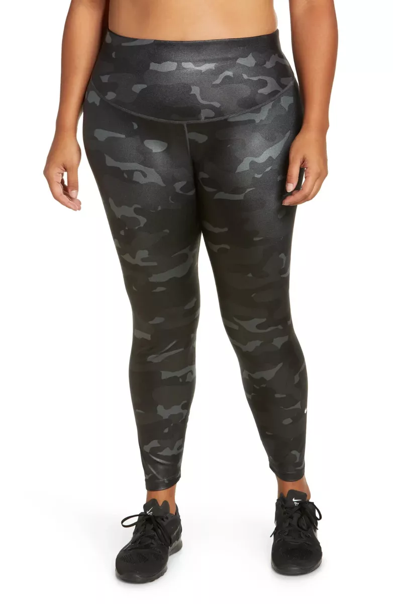 Nike Dri-fit One Plus Size Mid-Rise Camo-Print Leggings Black Size 1X MSRP  $70