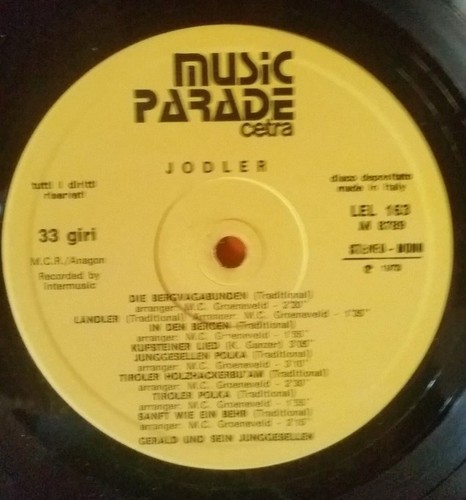 LP 33 GIRI 12" - GERALD UND SEIN JUNGGESELLEN - JODLER (1973) - Bild 3 von 4