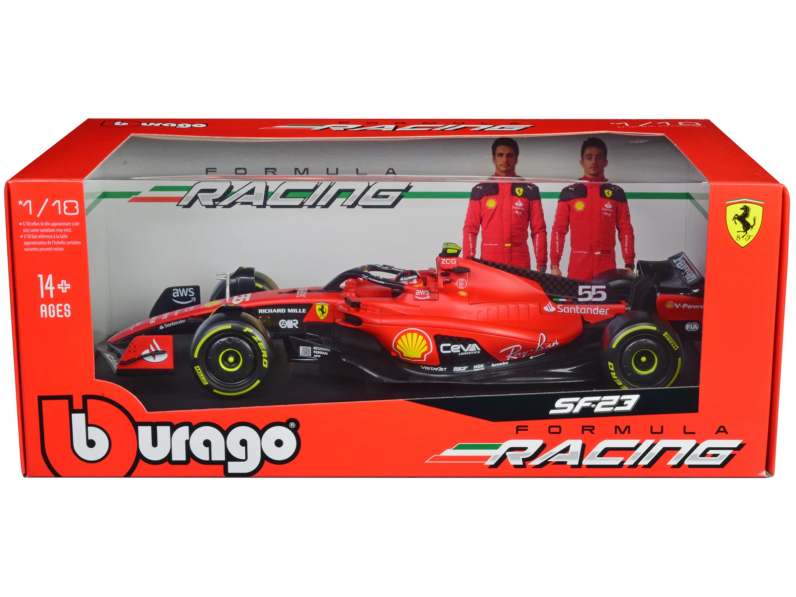 Ferrari SF-23 #55 Carlos Sainz Formula One F1 World 1/18 Diecast Model Car