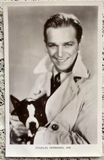 VINTAGE 1930’s DOUGLAS FAIRBANKS JR WITH BOSTON TERRIER PHOTO  POSTCARD