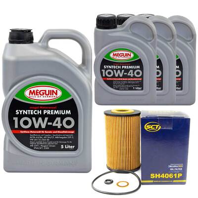 Motoröl Set Syntech 10W-40 Meguin 8 Liter + Ölfilter für Hyundai Equus Nissan
