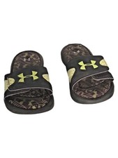 Under Armour Kids 4D Foam Slip-On Black  Yellow Flip Flops Sandals Size 1Youth