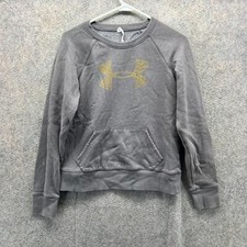 Under Armour Sweatshirt Womens Small Gray ColdGear Pocket Logo Pullover Fleece