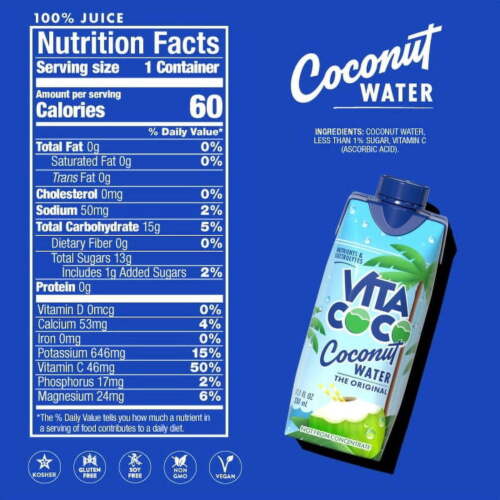 Vita Coco The Original Coconut Water, Nutrients & Electrolytes Rich, 12 Count - Picture 3 of 8