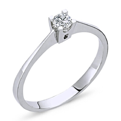 0,14 Carat Brillant-Schliff Solitär Damenring 14 Karat Weißgold R30025