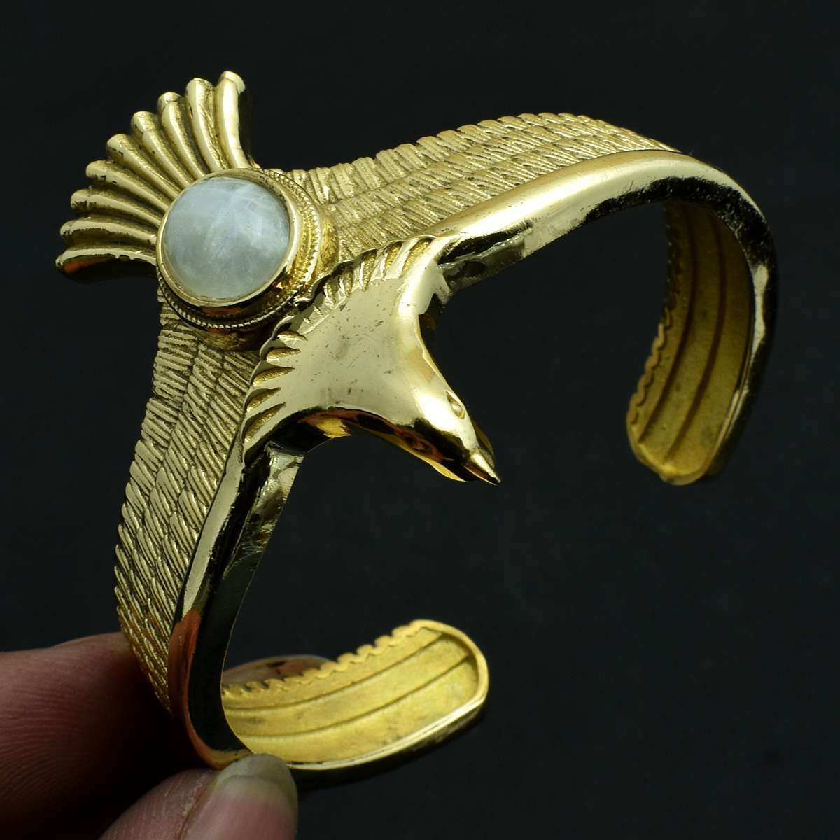 Rainbow Moonstone Gemstone Handmade Adjustable Bangle Jewelry 37 Gms AB 51791
