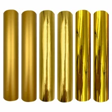 Chrome Gold Permanent Adhesive Vinyl Film 6 pcs 12"x 10" Vinyl Bundle for Cut