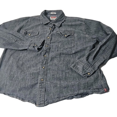 #ad Vintage Wrangler Denim Indigo Western Shirt Pearl Snap 2XL Women#x27;s $24.69