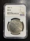 1886 graded us morgan silver dollar ms 63 ngc 5839553-007