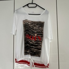 me & lou Damen T-Shirt Weiß/Rot/Schwarz Kurz...