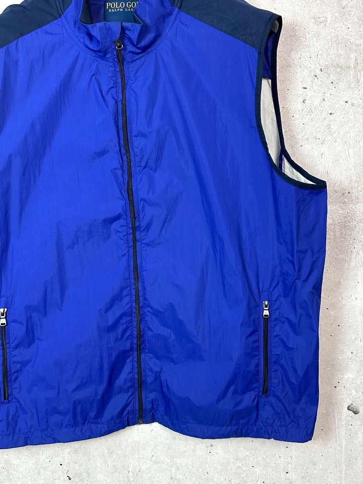 Polo Golf Ralph Lauren Wind Water Resistant Blue Zip Nylon Vest Size XL - Image 4 of 4
