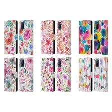 OFFICIAL NINOLA WATERCOLOR ARTISTIC FLOWERS LEATHER BOOK CASE FOR OPPO PHONES