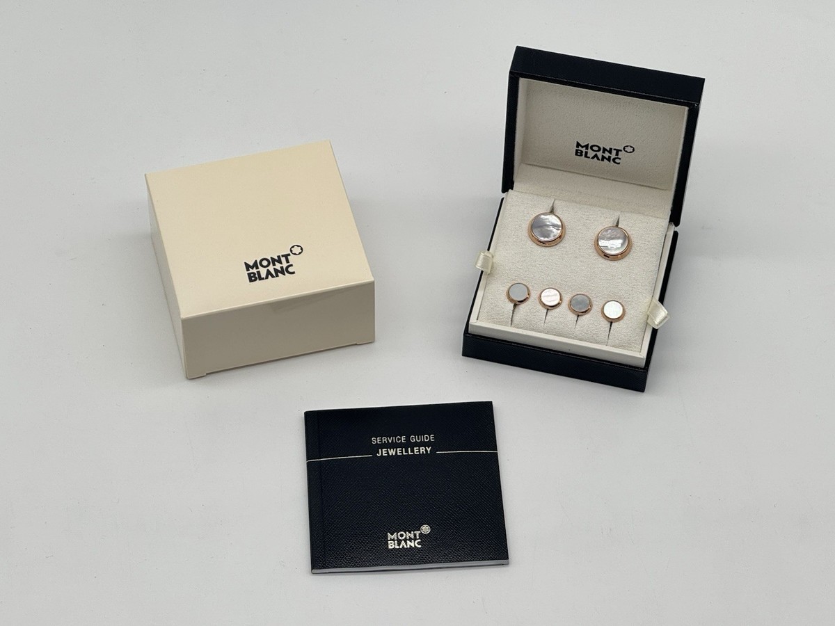 MONTBLANC MOTHER OF PEARL GOLD CUFFLINKS & TUXEDO STUD SET