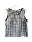 Cabin Creek Women’s Plaid Tank Top Blue Gray And Yellow Size  1X