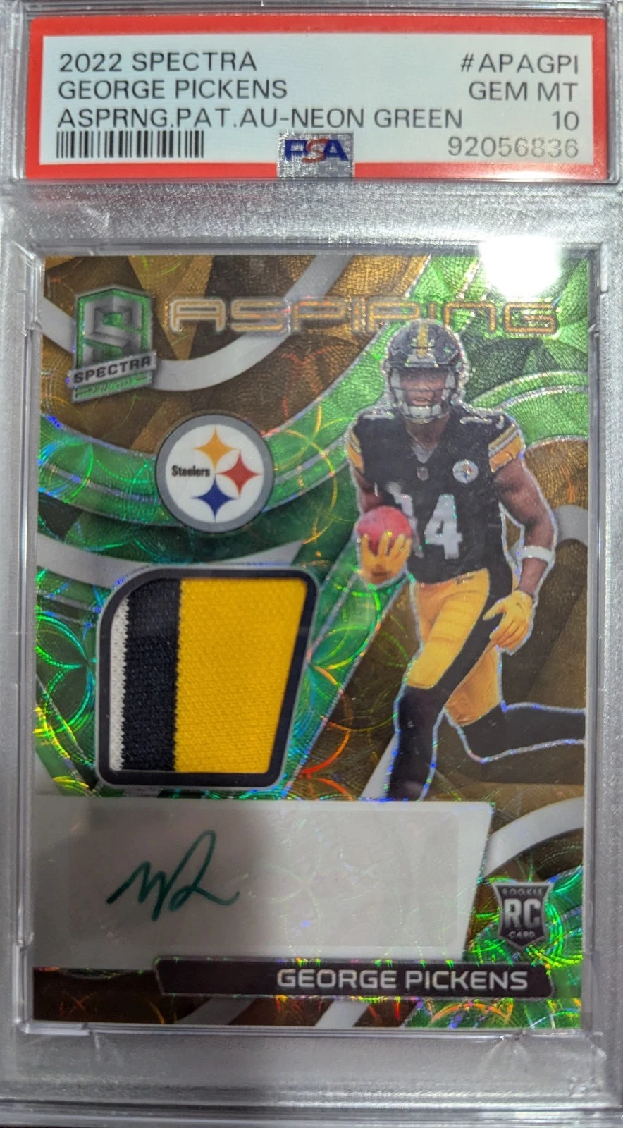 George Pickens Panini Spectra Aspiring Patch Autographs #APAGPI Neon Green