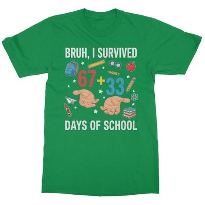 Survived 67+33 Days of School - 6-7 Meme Hands Funny Unisex T-Shirt