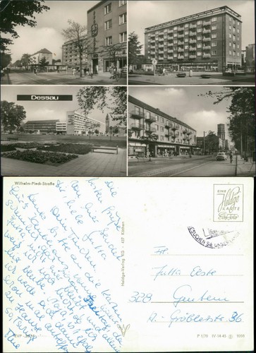 Dessau-Dessau-Roßlau Wilhelm-Pieck-Straße mit Geschäften und Hochhäusern 1963