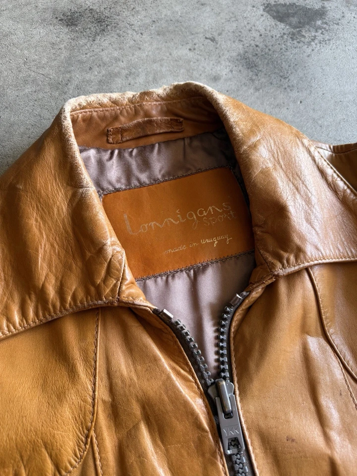 Chaqueta de cuero deportiva Lonnigans vintage años 70 - chaqueta informal hippy/retro Foto 3 de 4