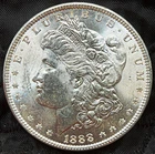 Uncirculated 1888-P Morgan Silver Dollar; Excellent Die Cracking Obv & Rev