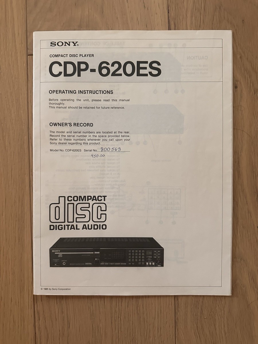 Vintage Sony CDP-620ES CD Player W/Manuel | eBay