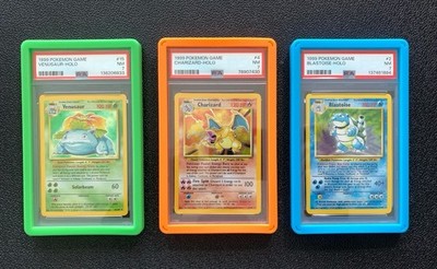 ポケモンカード base set 1999 未開封 3パック観賞用 1999 Pokemon Base Set, PSA 7 Big 3! Venusaur #15, Charizard #4