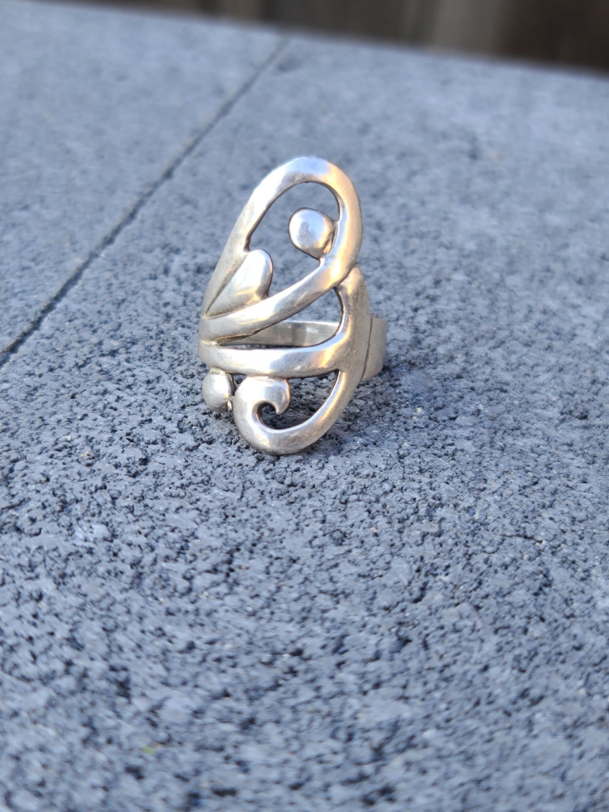 Sterling 925 Solid Silver Scroll Ring Size 9.5 - image 1