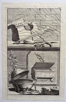 Antiker Architekturstich 1704 archäologische Artefakte aus römischer