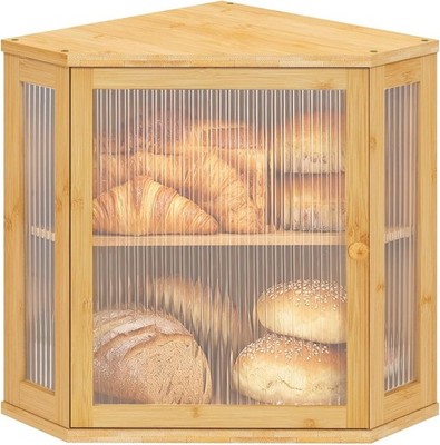 Corner Bread Box Kitchen Countertop Two-Tier Large Capacity Bread Boxes Storage