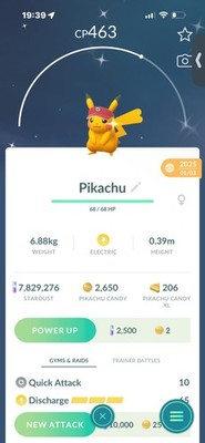 Pokemon Go Shiny Pikachu Wearing Nate's Red Visor (Unova Tour 2025)