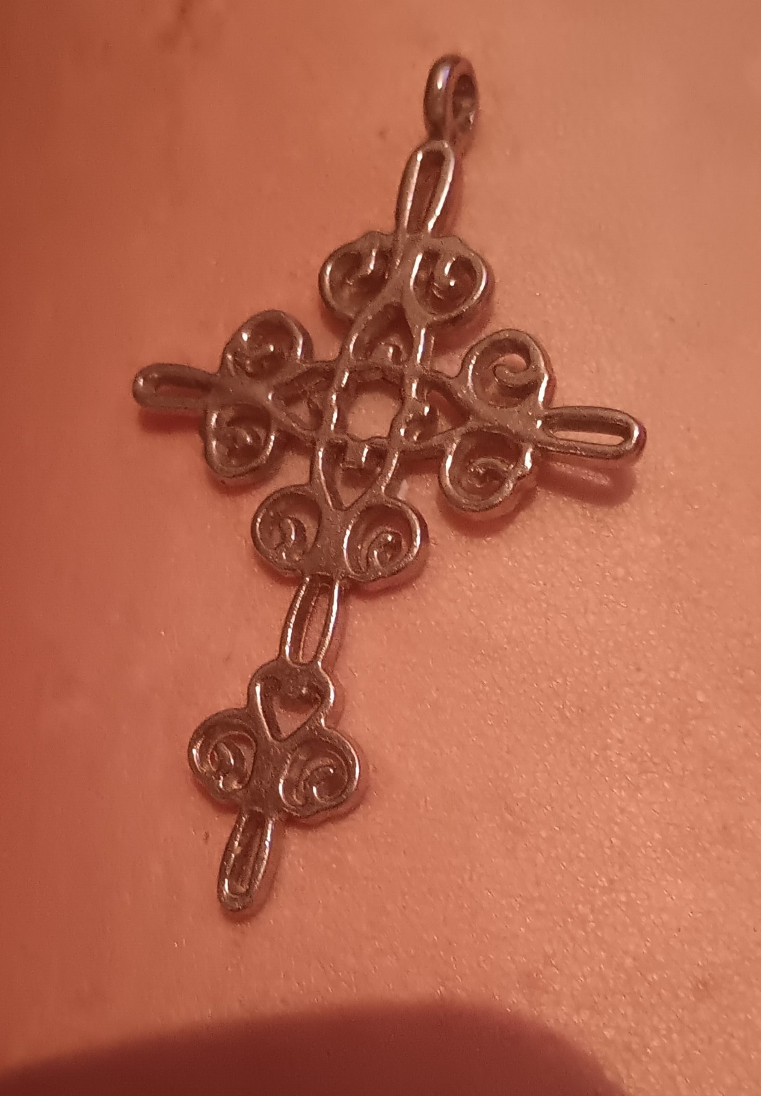 Vintage Large Silver Scrollwork Cross Pendant - image 3