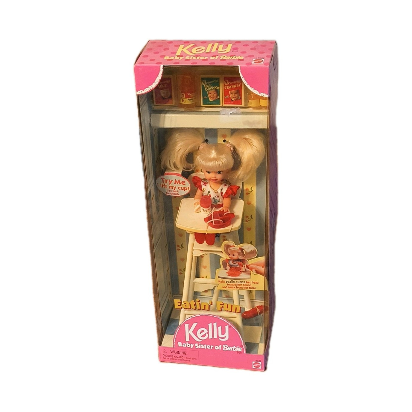 Mattel Barbie Kelly Eatin' Fun Interactive Doll w/ High Chair 4.5in Unopened