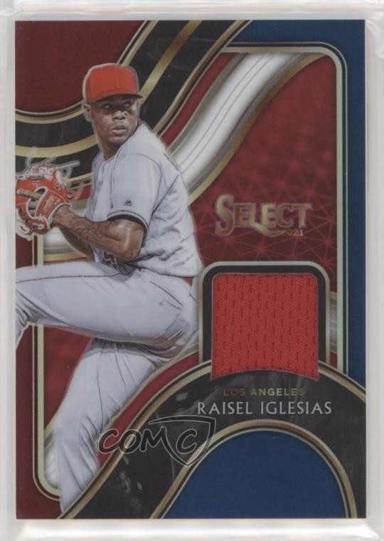 2021 Panini Select Swatches Tri-Color Prizm 60/99 Raisel Iglesias #SS-RI gd1