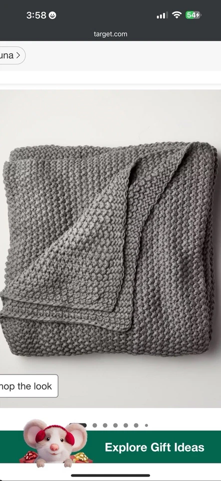 Manta de cama Casaluna King gruesa tejida gris oscuro Foto 2 de 3