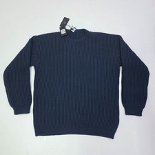 Giorgio Armani gerippter genähter Strickpullover mit Rundhalsausschnitt marin...