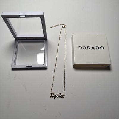 DORADO Brand Name Plate Necklace Gold Tone Stainless Steel - 18  Chain - Lydia