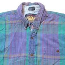 Vintage Ralph Lauren Chaps Button Shirt Long Sleeve Purple Green Plaid Large