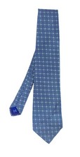 POLO BY RALPH LAUREN BEIGE -BLUE GEOMETRIC SILK MEN'S TIE HAND MADE IN USA EX.C