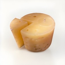 Rare Vintage Handcrafted Cheese Wedge Wheel Yellow Candle New 3.5” X 5” LARGE
