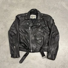 Vintage 90s Open Road Wilsons Leather Motorcycle Jacket Black Biker Mens XL
