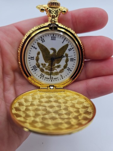 Schöne goldfarbene American Eagle Taschenuhr - Bild 5 von 7