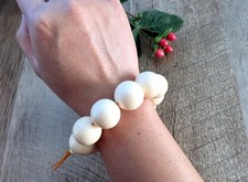 Natual Bodhi Wooden Bead Yoga Big Bead Healing Elastic Men Adjustable Bracelet