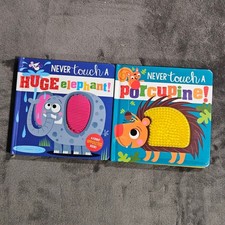 Lot of 2 Never Touch A Huge Elephant and Porcupine Funny Opposites Board Books